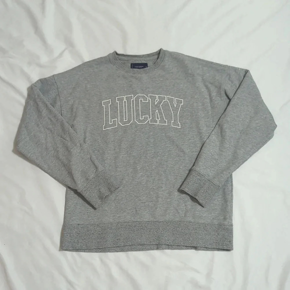 Lucky Brand Sueded Terry Crew, Color Gray Size M - Picture 4 of 15